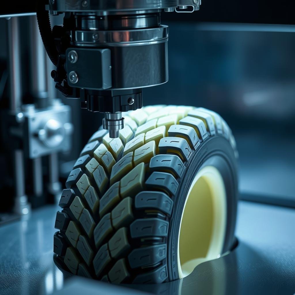 Close-up of the 3D printing process for Hankook's Sustainable Concept Tire Close-up of the 3D printing process for Hankook's Sustainable Concept Tire