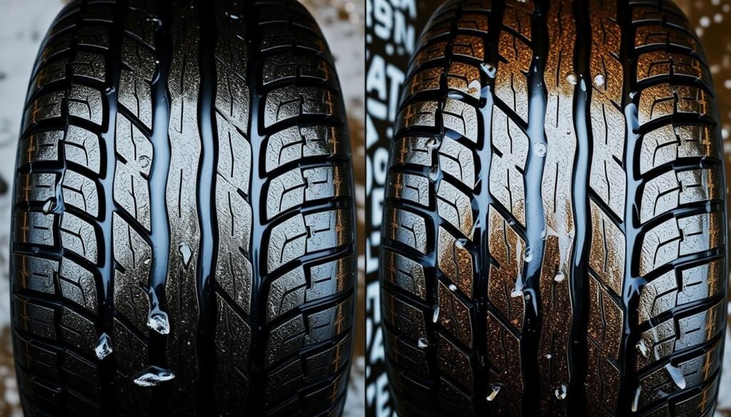 Comparison of tyre performance in monsoon conditions showing when tyre need to change