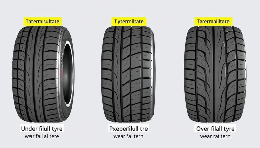 Comparison of tyre wear patterns on Innova Crysta tyres with different pressure levels
