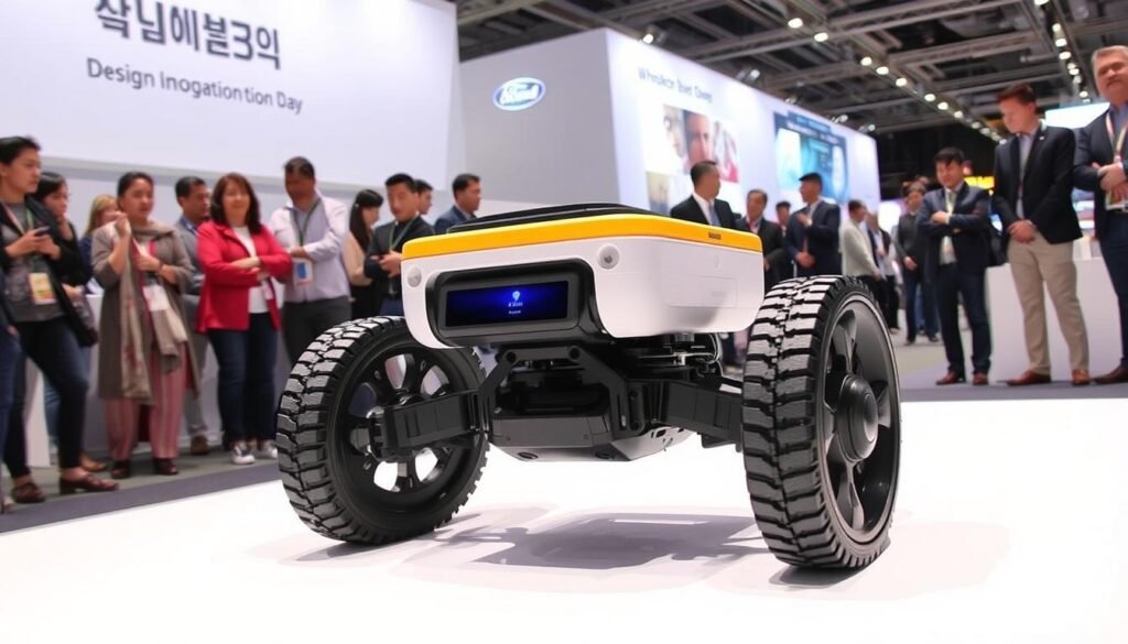 Hankook's WheelBot 2 multi-directional mobility platform demonstration at Design Innovation Day 2025 Hankook's WheelBot 2 multi-directional mobility platform demonstration at Design Innovation Day 2025