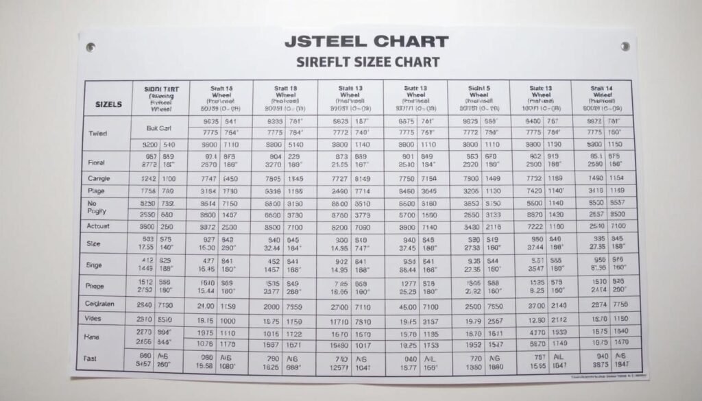 JK Tyre Steel Wheels Size Chart