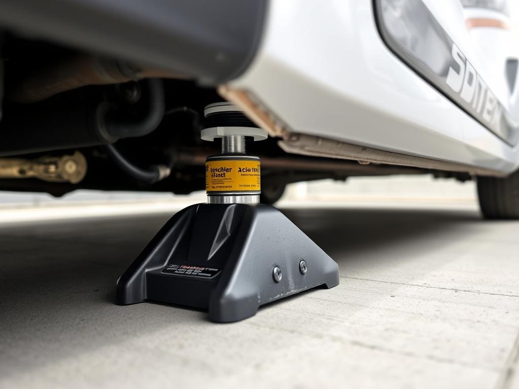 Proper placement of car jack at the designated jacking point