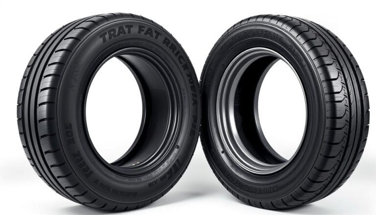 Run flat tyres showing reinforced sidewalls vs conventional tyre — run flat tyres support vehicle weight after air loss