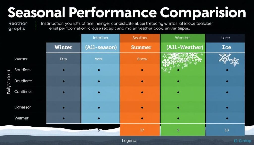 Seasonal performance comparison between different tyre types across various weather conditions