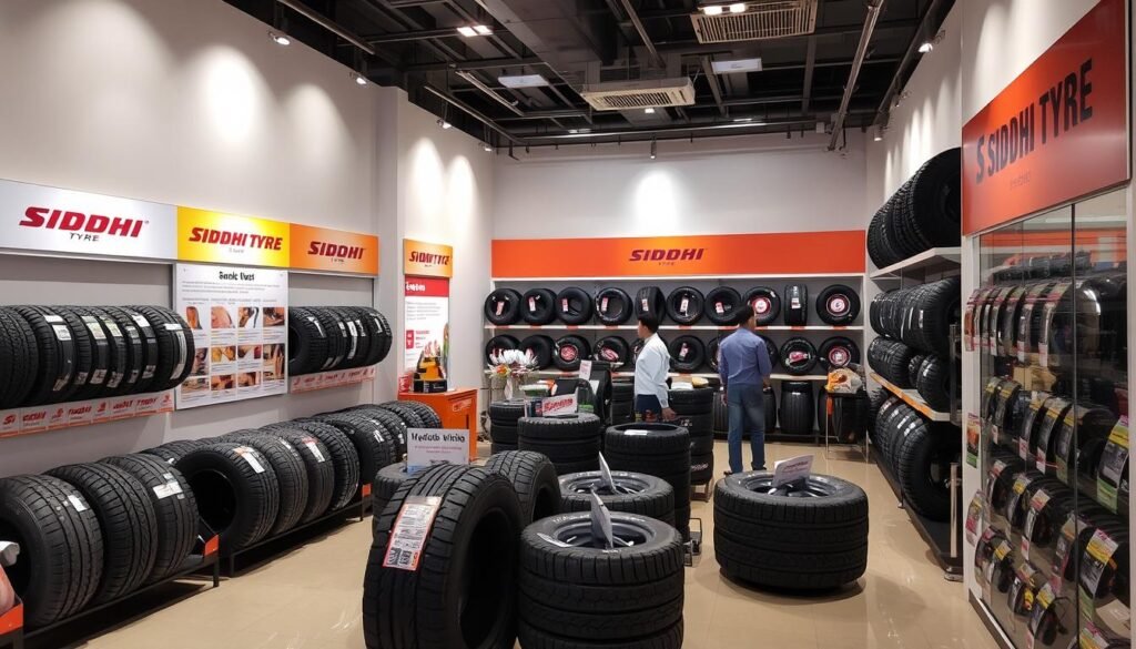 Siddhi Tyre showroom displaying premium products from the Tyre Industry