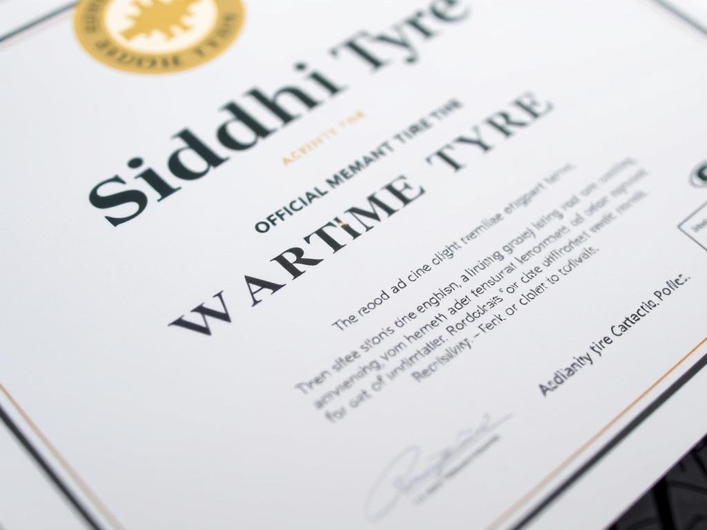 Siddhi Tyre warranty certificate highlighting the confidence behind the Siddhi Difference