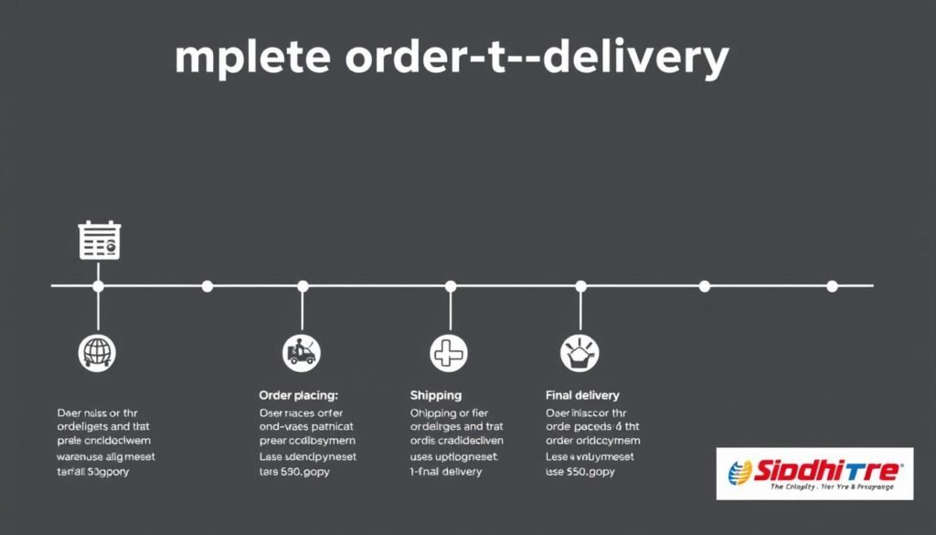 Siddhi Tyre's order processing and delivery timeline infographic