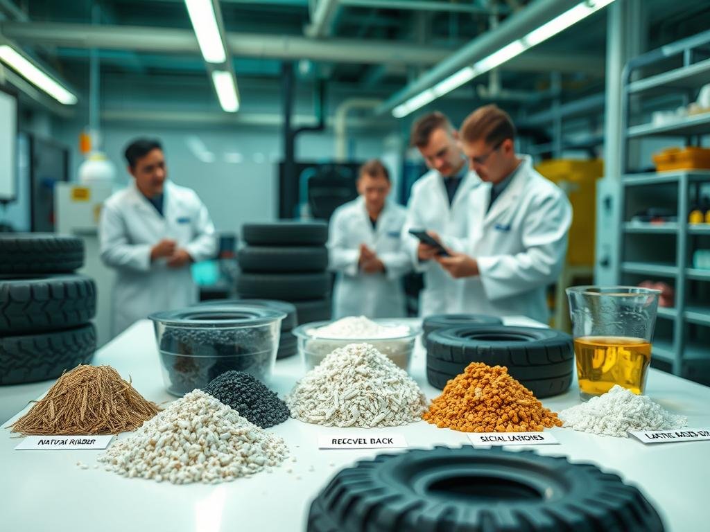Sustainable tire materials including natural rubber and recycled components for 2024 tyre technology trends