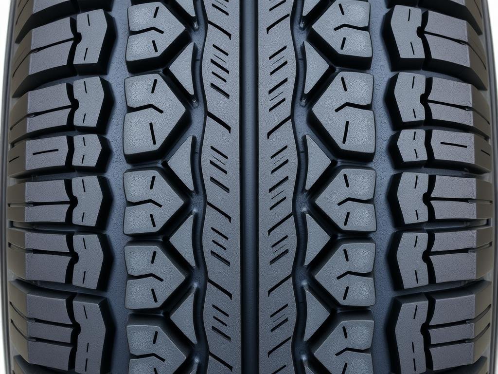 Symmetrical tyre tread pattern showing continuous ribs across the entire face