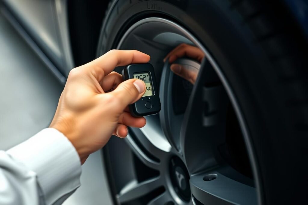 Tesla Model Y tire pressure check demonstration