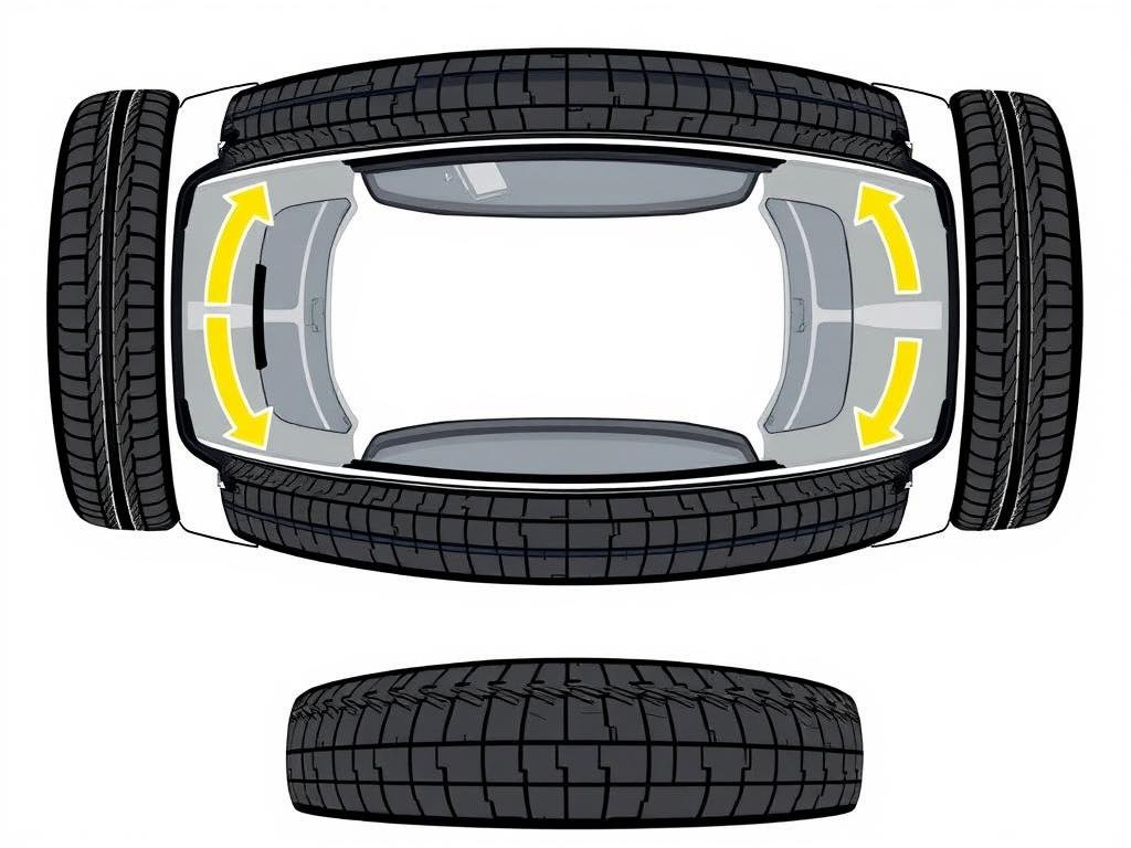 Tesla Model Y tire rotation pattern diagram Tesla Model Y tire rotation pattern diagram