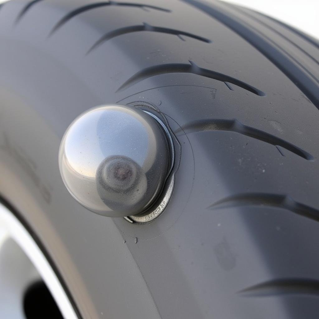 Tyre with dangerous bulge requiring immediate replacement