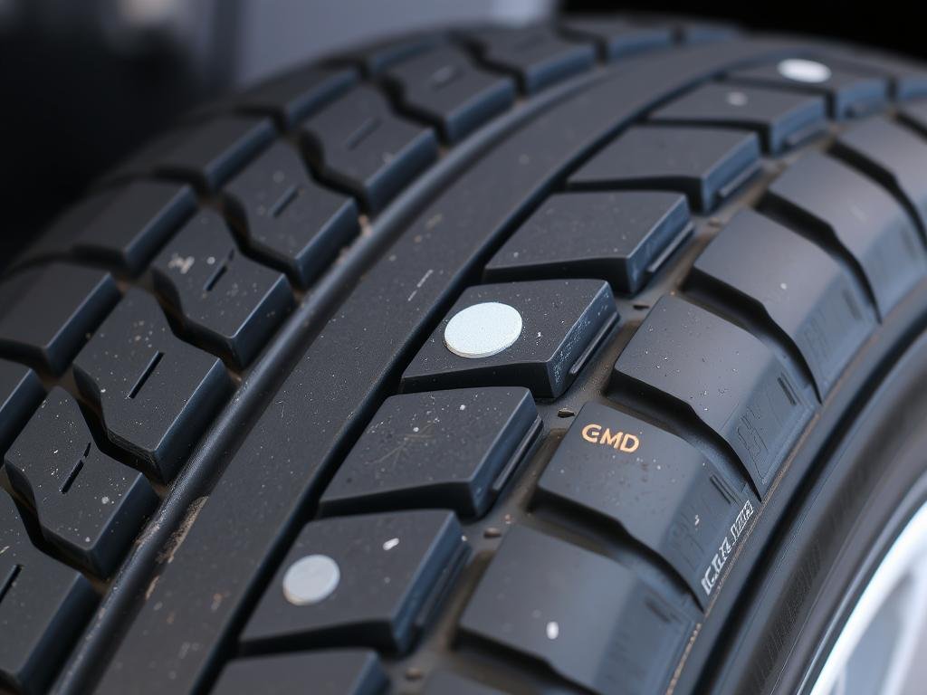 Tyre with multiple repair patches indicating when tyre need to change