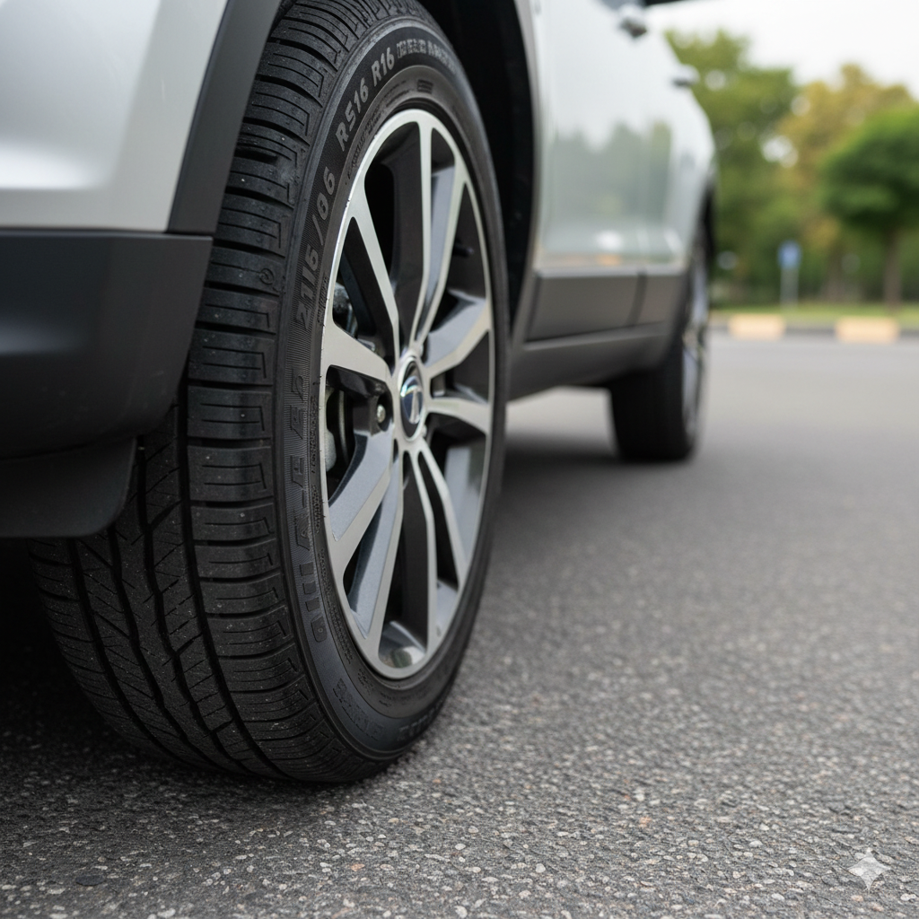Tata Nexon tyre size marking on the sidewall