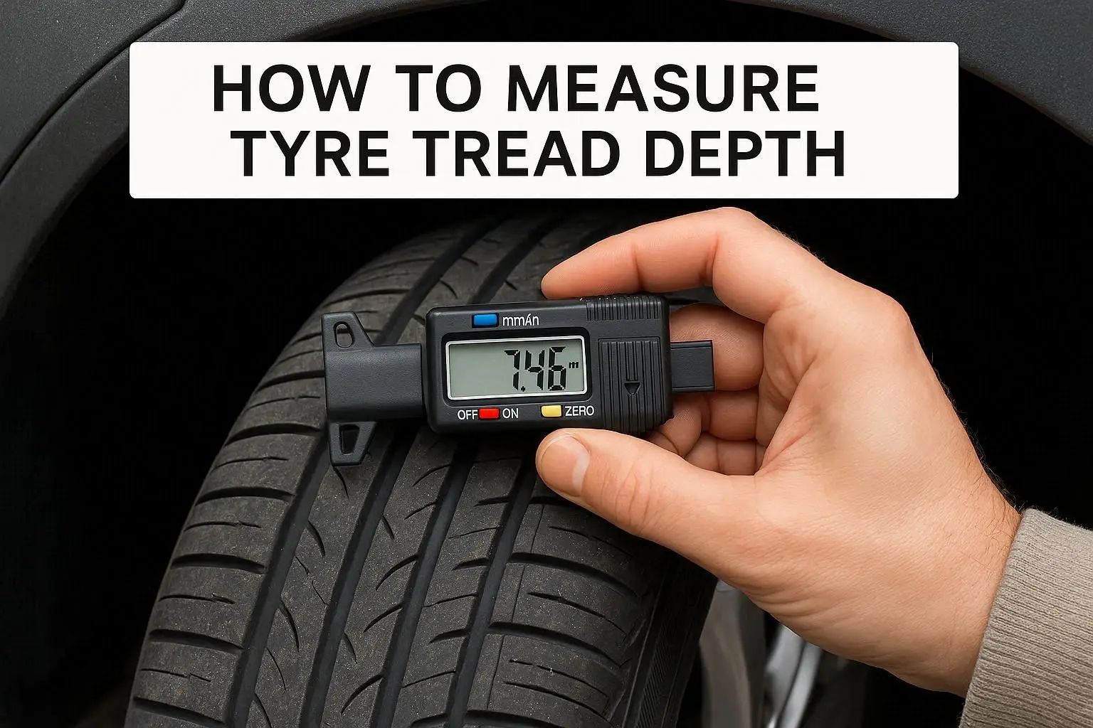 Measuring tyre tread depth