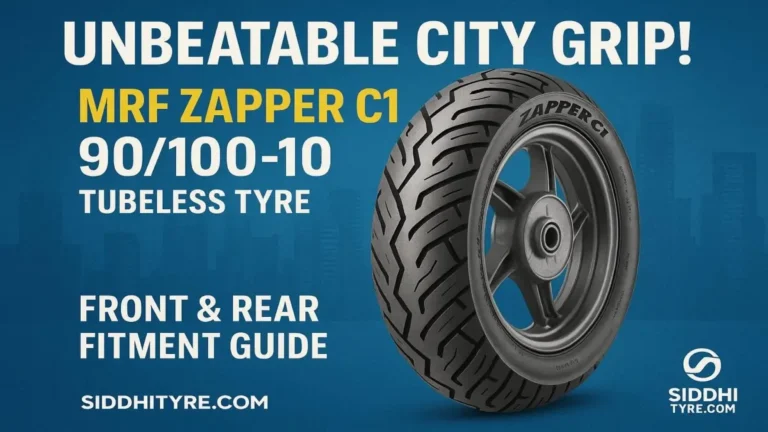 MRF Zapper C1 90/100/10 tubeless tyre for scooter front and rear fitment.